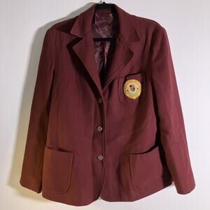 Notre Dame Academy Blazer Womens Medium Maroon Uniform Jacket Patch Crest School